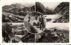 CPA Lourdes La Vallee lac de Gaube Cirque et hotel Le chateau fort 