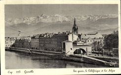 CPA Grenoble Les Quais Le Leleferique Et Les alpes
