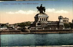 CPA Coblenz Deutsches Eck Kaiset Wilhelm Denkmal