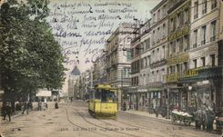 CPA Le Havre Rue de la Bourse Tramway Enfants