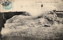 CPA Le Havre La Jetee un Jour de Tempete Phare