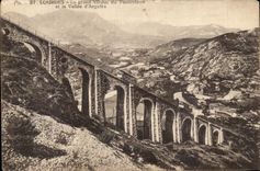 CPA Lourdes the Large Viaduct of the funicular and the Valley of Argeles