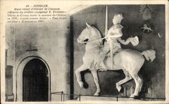 Alta relevacion de CPA Castle De Josselin del aceituna-arbol del caballo del caballo de Clisson Fremiet