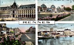 CPA Renns palate commercial and gardens of the thabor and greenhouses quays and gardens on the vileine the new bridge and