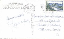 CPA Renns palais du commerce et jardins du thabor et les serres les quais et les jardins sur la vileine la pont neuf et 