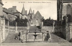 CPA Mans monumental Staircase and house scarron