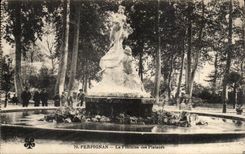 CPA Perpignan the Fountain of Plane trees