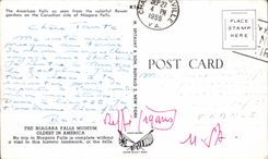 CPA el americano baja as visto de los jardines de flor coloridos uno el lado del canadia de Niagara Falls