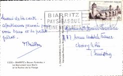 CPA Biarritz Basses Pyrenees Le Monument aux Morts et le Rocher de la Vierge