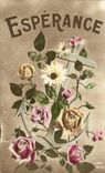 CPA Fantaisie Fleurs Esperance Ancre