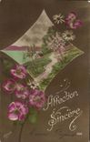 CPA Fantaisie Fleurs Affection Sincere