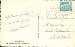 CPA Lourdes the Basilica seen of the Castle Fort