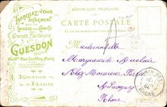 CPA Fantaisie Femme Fidelite Publicite Guesdon TAilleurs Rue Geoffroy Marie 