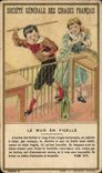 Chromo Societe Generale Des Cirages Francais Le mur en ficelle Enfants