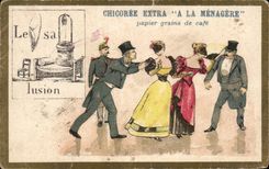 Chromo Chicore Extra a La Menagere papier grains de cafe