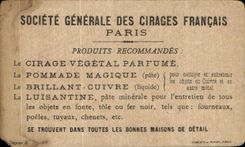 Chromo Societe generale des cirages francais la piece dans la bouteille