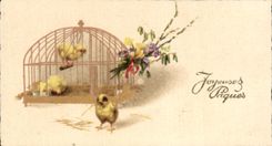 CPA Joueuses Paques Easter Poussin