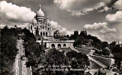 CPA Paris the Sacring Heart and the Funicular of Montmartre