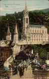 CPA Lourdes the cave and the basilica