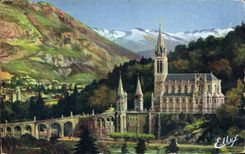 CPA Lourdes the Basilica and the Peak of Jer