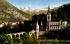 CPA Lourdes the Basilica and the Peak of Jer