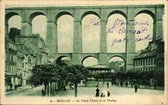 CPA Morlaix La Place Thiers et le Viaduc