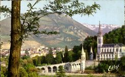 CPA Lourdes the Basilica and the Peak of Jer