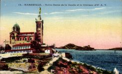 CPA Marseille Notre Dame de la Garde et le Chateau d'If