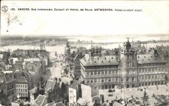 Panorama visto Amberes de CPA Scheldt y ayuntamiento