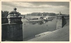 CPA Lustschloss Pillnitz Freitreppe amndt Wasserpalais Boat