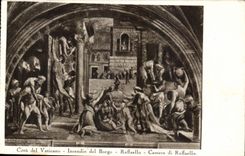 CPA Cittan Del Vaticano Incendio LED Borgo Raffaello Camere Di Raffaello