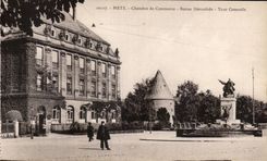CPA Metz la Camara de camuflajes del viaje de Deroulede de la estatua del Comercio