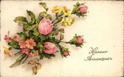 Cumpleanos feliz de las flores de la fantasia de CPA