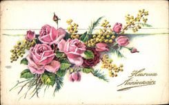 Cumpleanos feliz de las flores de la fantasia de CPA