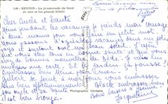 CPA Menton the walk of the edge of sea and large hotels