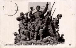 CPA Mans Detail of the Base of Statue of General Chanzy