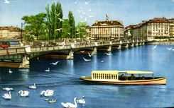 CPA Geneva the Bridge of Mont Blanc