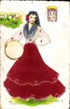 CPA Espagne Granada Folklore Costume Femme Espagne 