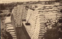 CPA Cote de Vimy Ligne du front Canadien Militaria