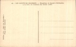 CPA the Saints De Solesmes Nicodeme and Joseph d' Arimathie with the setting with the tomb of Christ