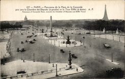 CPA Paris Panorama de la Place de la Concorde Tour Eiffel