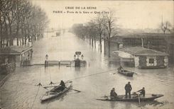 CPA Paris Porte de la Gare et quai d'Ivry Inondations 1910