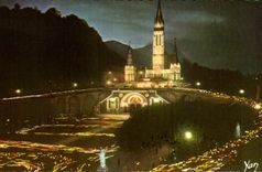 CPSM Lourdes the Procession with the torches