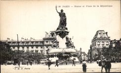 CPA Paris statue et place de la repubilque