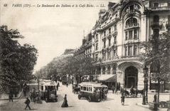 CPA Paris Le Boulevard des Italiens et le Cafe Riche