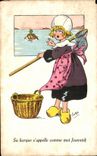 CPA Sa barque s appelle comme moi jeannick Folklore Bretagne 