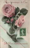 CPA Fleur del resorte del corazon de Paris reciben mis amistades de las rosas