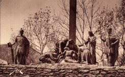 CPA Lourdes Martyrdom XIII Jesus Station is descended from the Cross and given