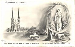 CPA Oostakker Lourdes Aan Hare Voeten Heb Ik Voor has its magpies I have rpie for you Moutons