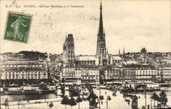 CPA Rouen the Boiedieu Bridge and the Cathedral
